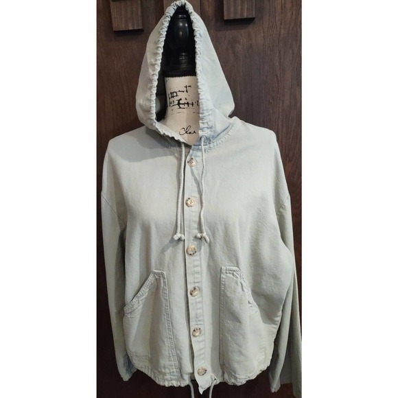 SEA BREEZE of California Womens Large Beach Hooded Jacket Green Vintage 80s USA - Picture 1 of 9
